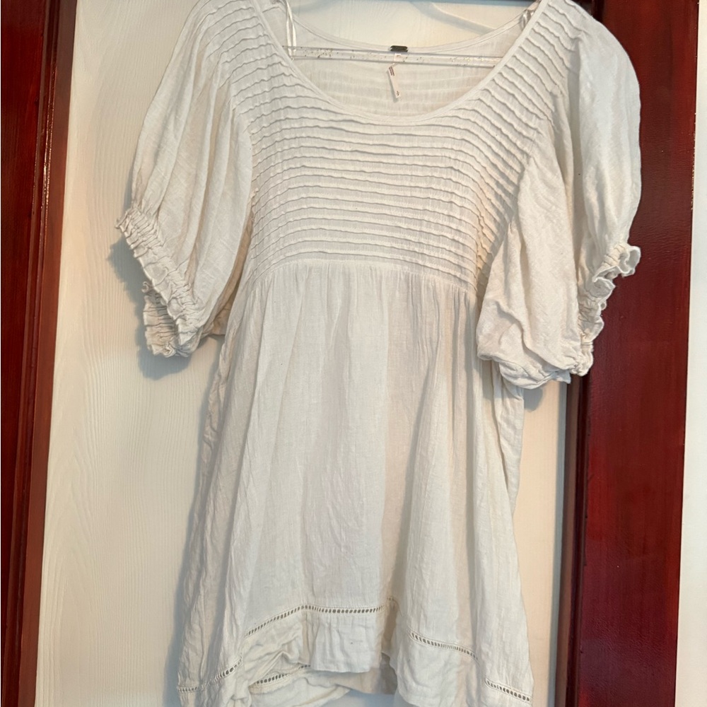 Free People Elsie tunic dress (White Smocked Ruffled Mini Dress)
